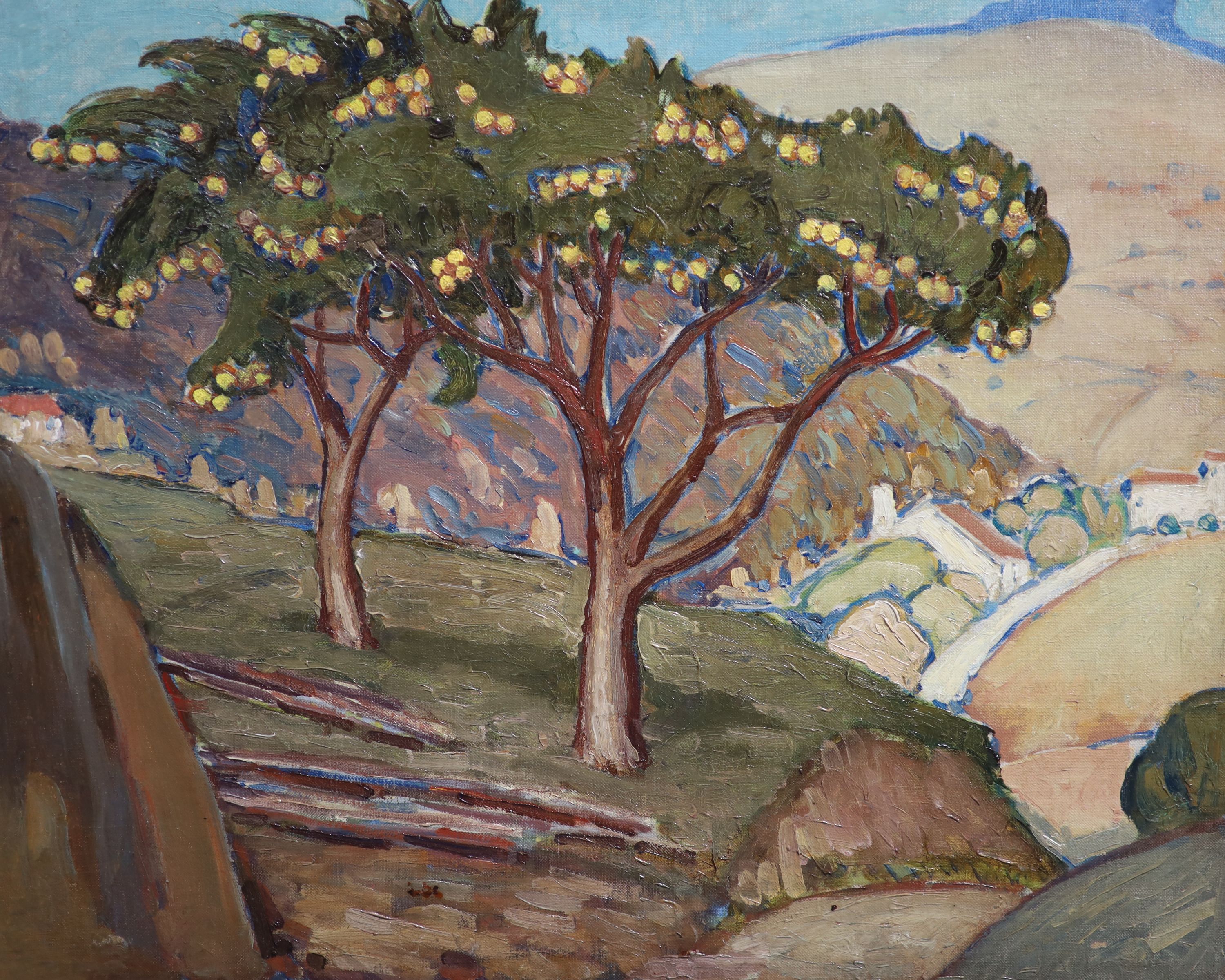 Thomas Brown Yates (1882-1968), Landscape with orange trees, Oil on canvas, 51 x 60 cm. unframed
